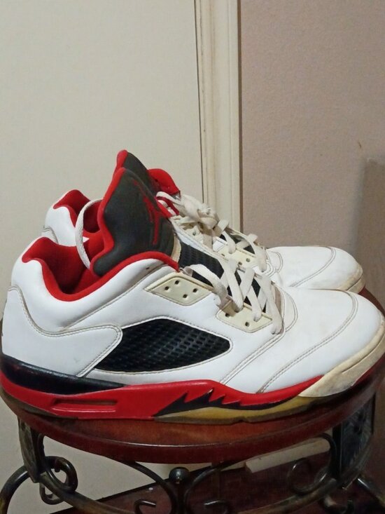 Jordan Other - Nike Air Jordan 5 Retro Low 2015 White/Fire Red - Black 819171-101 Size 12